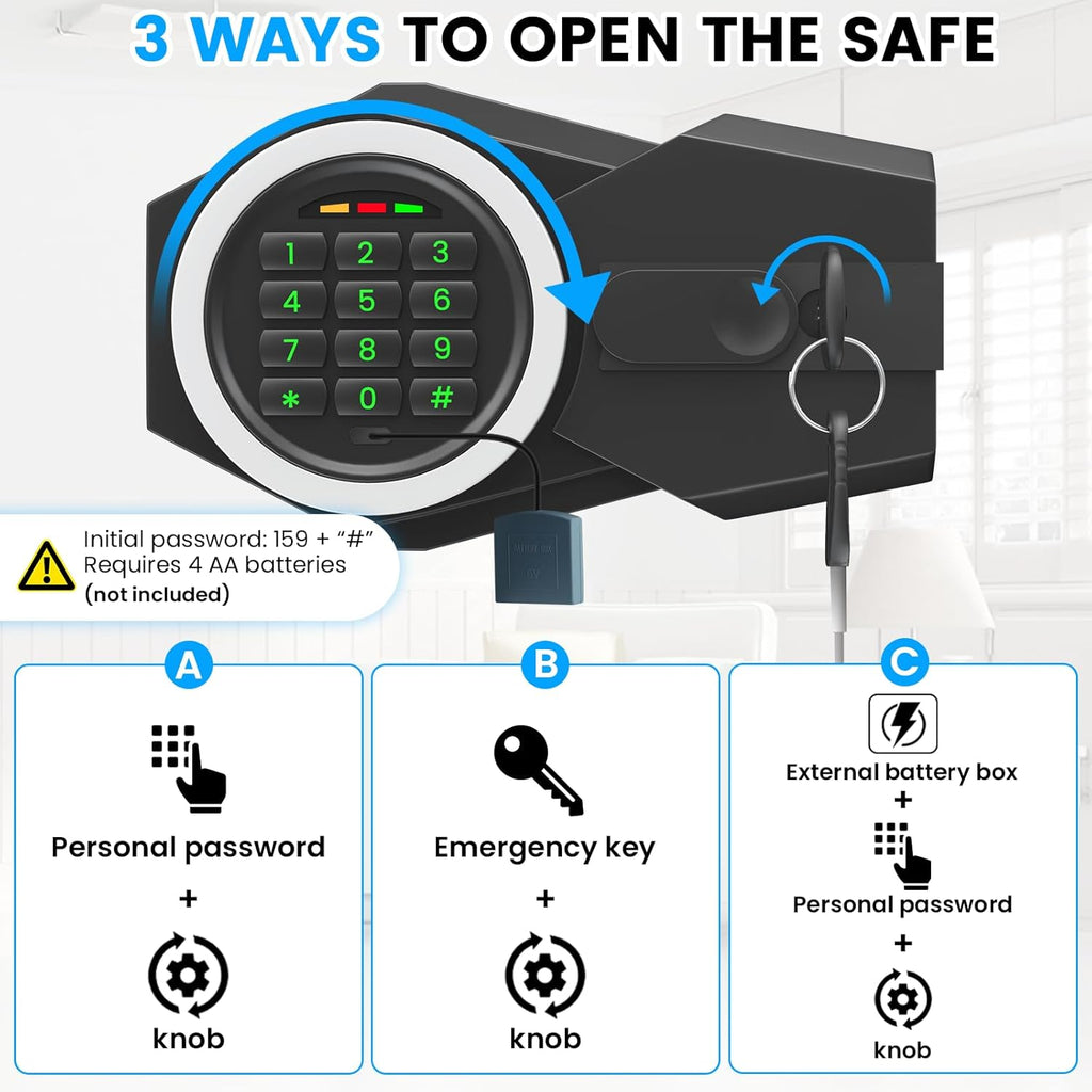2.6 Cub Drop Safe for Business, Quick Place Safe with Drop Slot, Digital Backlit Combination Lock and Backup Key, Alarm & Mute System, Anti-Theft Money Deposit Safes for Cash Slip Business Office Home