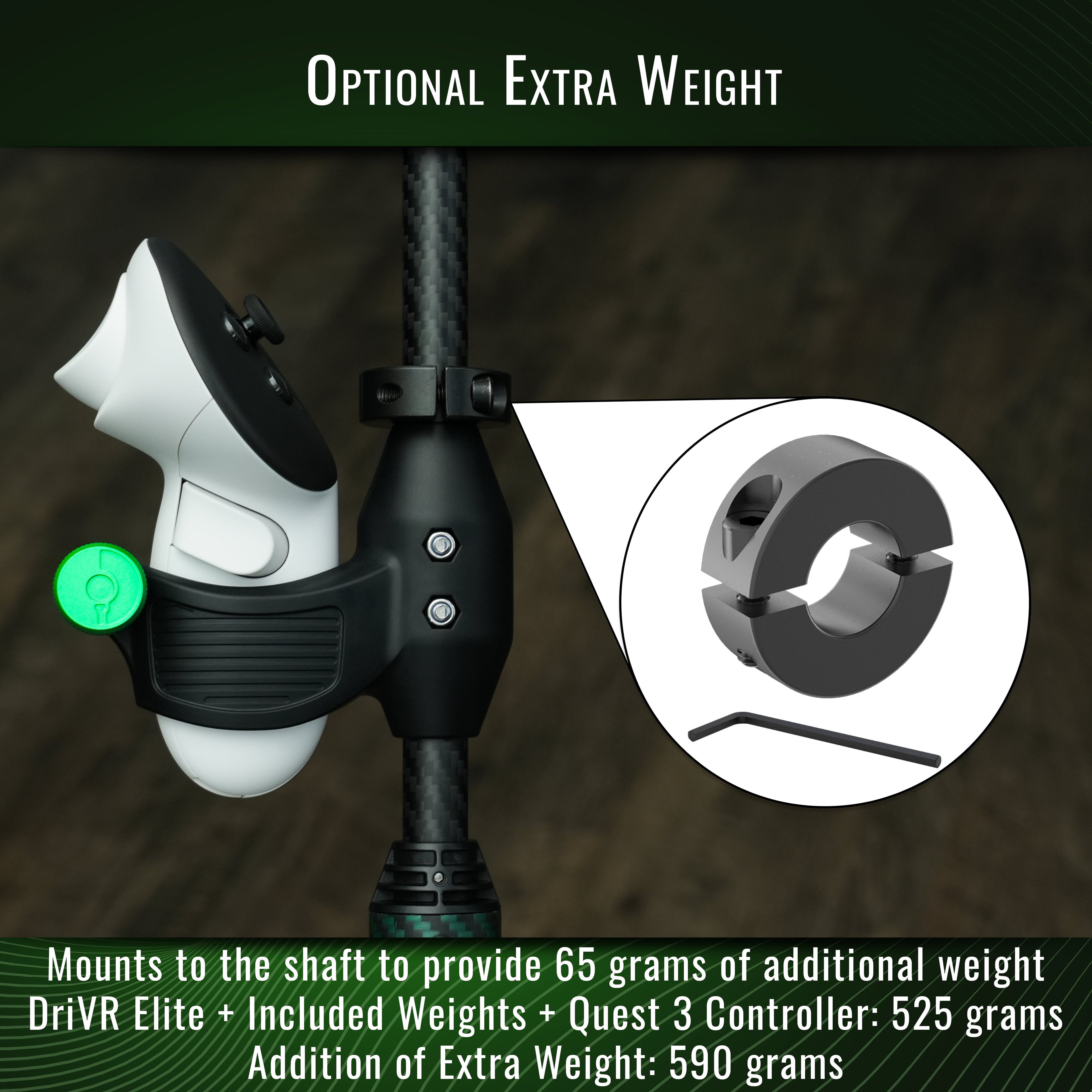 DriVR Elite - Adjustable VR Weighted Golf Club Handle Accessory
