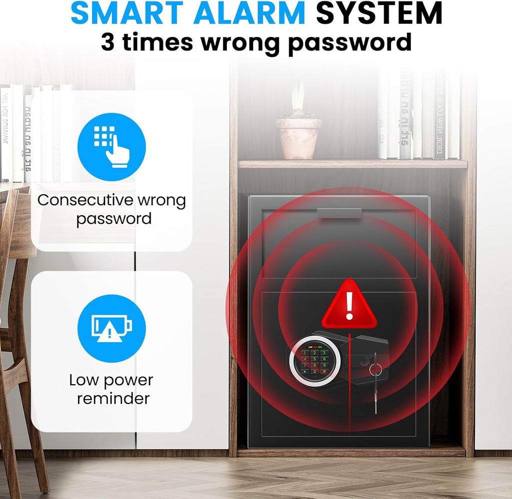 2.6 Cub Drop Safe for Business, Quick Place Safe with Drop Slot, Digital Backlit Combination Lock and Backup Key, Alarm & Mute System, Anti-Theft Money Deposit Safes for Cash Slip Business Office Home