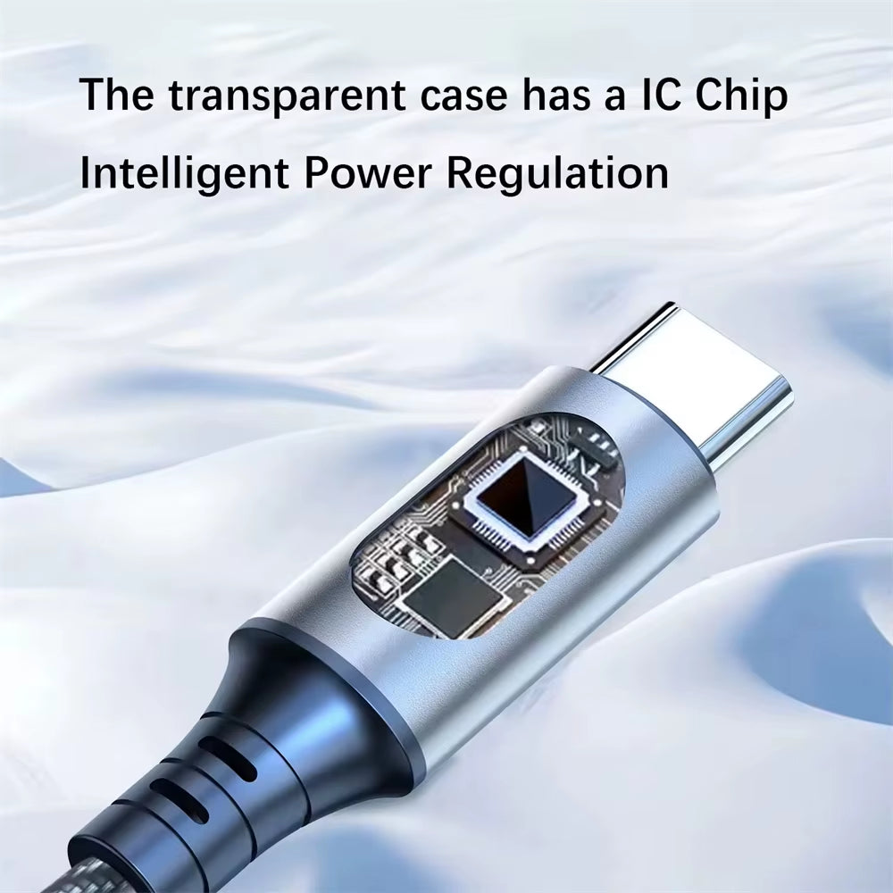 6A 120W USBA to Type C Super Fast Charge Cable Nylon Data Cord for Xiaomi POCO Samsung with Led Digital Display Cable